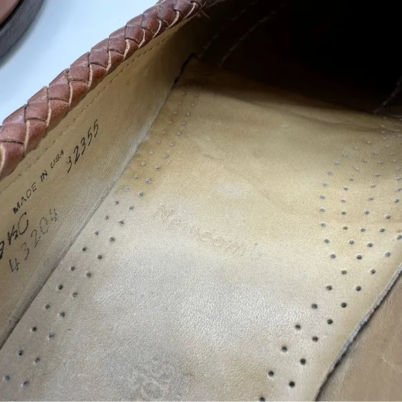 Allen Edmonds Newcomb Mens 9.5 Woven Leather Penny Loaders Slip On Shoes Leather