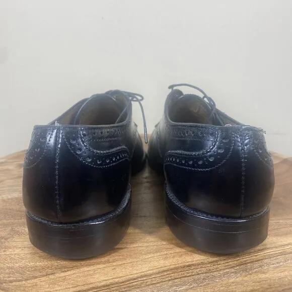 Allen Edmonds Sanford Mens Black Size 9.5 Leather Oxford Cap Toe Dress Shoes