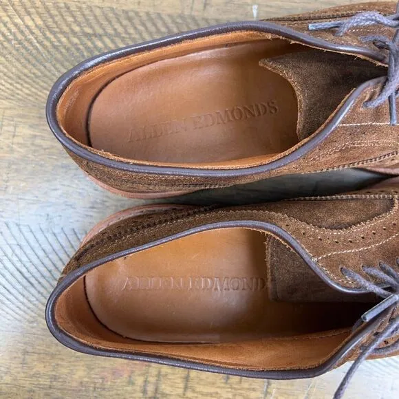 Allen Edmonds Shoes Mens 6 Brown Strandmok Suede Cap Toe Wingtip Brogue Dainite‎