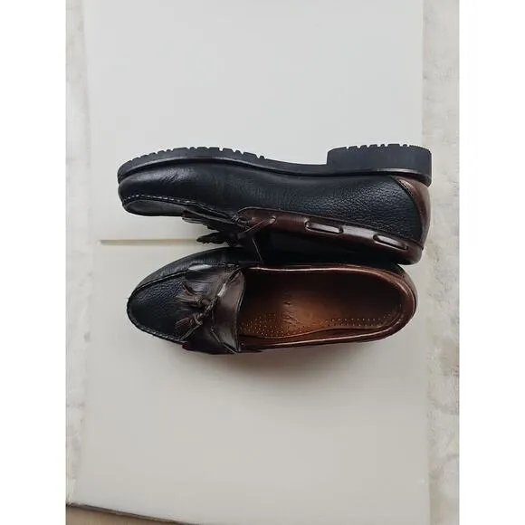 Allen edmunds Shoes Mens 8D Nashua tasssel loafer black/brown Slip On Preppy