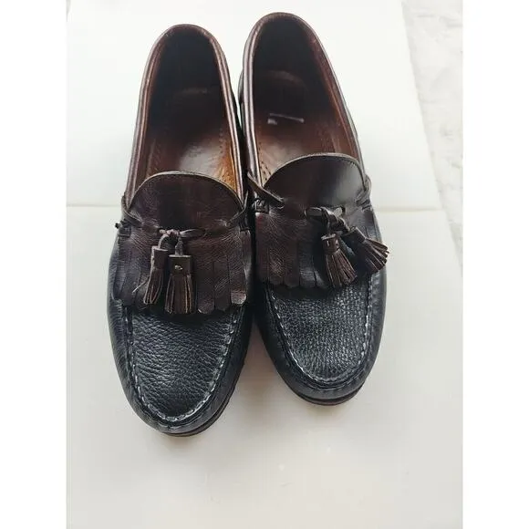 Allen edmunds Shoes Mens 8D Nashua tasssel loafer black/brown Slip On Preppy