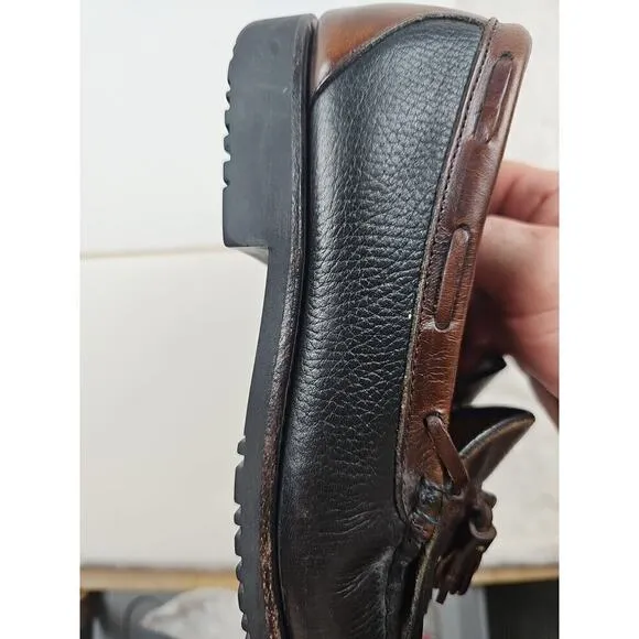 Allen edmunds Shoes Mens 8D Nashua tasssel loafer black/brown Slip On Preppy