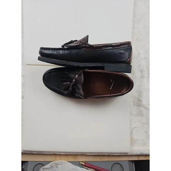 Allen edmunds Shoes Mens 8D Nashua tasssel loafer black/brown Slip On Preppy