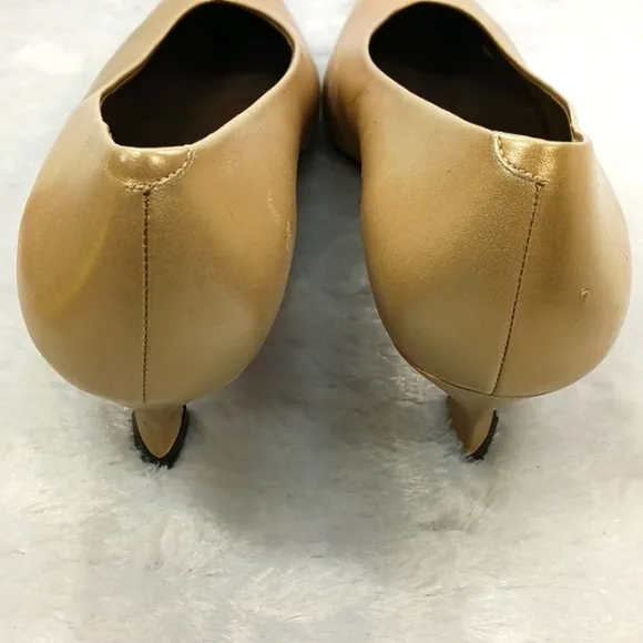 Amalfi Dahlia Taupe Gold Leather Heels Women's Shoes Size 9 Made in Italy