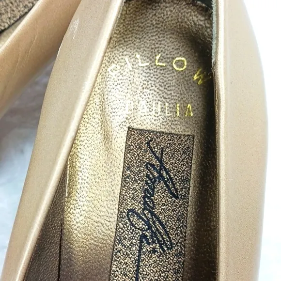 Amalfi Dahlia Taupe Gold Leather Heels Women's Shoes Size 9 Made in Italy
