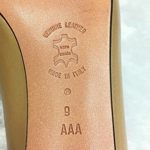 Amalfi Dahlia Taupe Gold Leather Heels Women's Shoes Size 9 Made in Italy