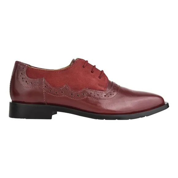 Amy Burgundy  Leather/Suede Oxford Style Kids Dress Shoes