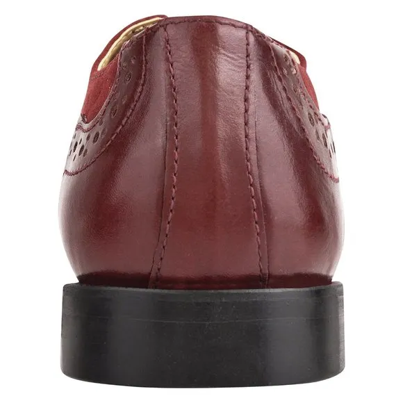 Amy Burgundy  Leather/Suede Oxford Style Kids Dress Shoes