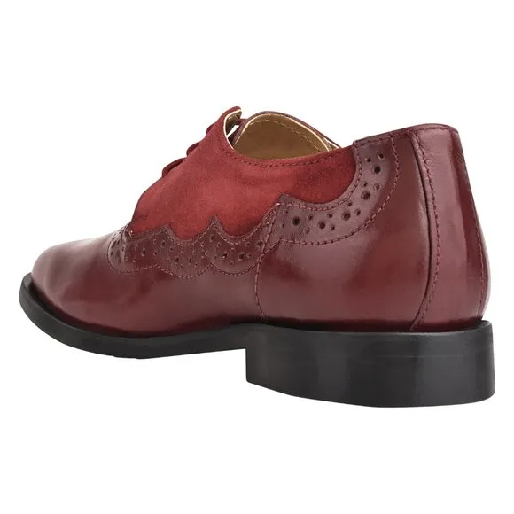 Amy Burgundy  Leather/Suede Oxford Style Kids Dress Shoes