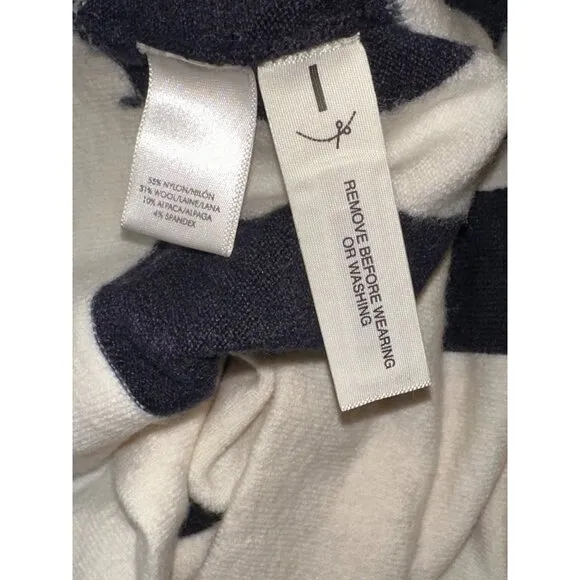 Ann Taylor Womens Striped Block Style Sweater Small Navy  White Wool Alpaca Blen