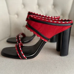 Antonio Melani Red Women's Shoes mules leather shoes
