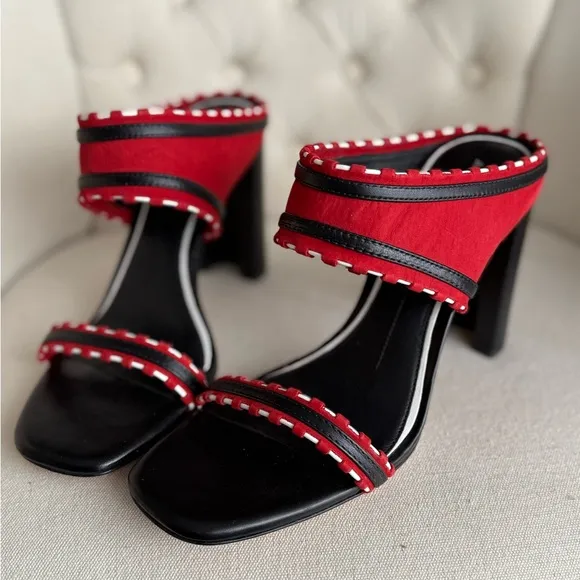 Antonio Melani Red Women's Shoes mules leather shoes