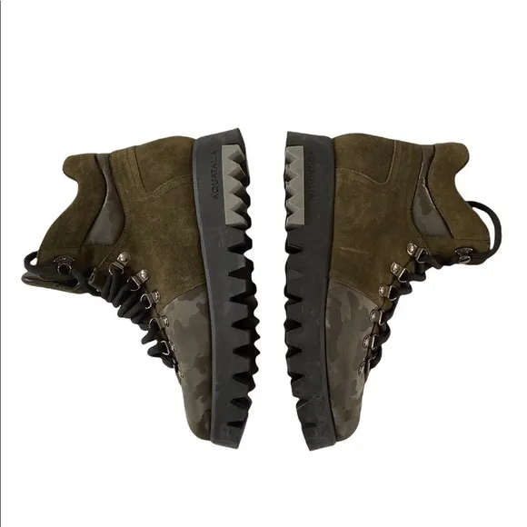 Aquatalia Darya Hiking Trail Boots Camo Luxury NWOT Lug Sole Made in Italy