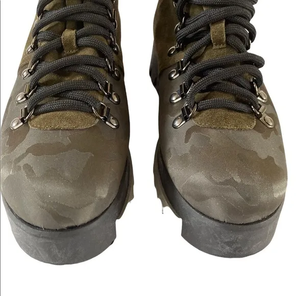 Aquatalia Darya Hiking Trail Boots Camo Luxury NWOT Lug Sole Made in Italy