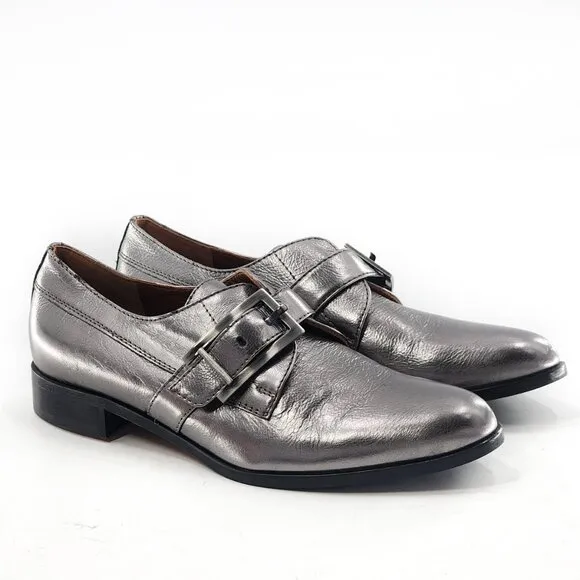 AQUATALIA NWOB Silver Leather Derby Loafers Oxford Shoes