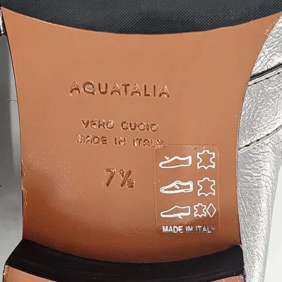 AQUATALIA NWOB Silver Leather Derby Loafers Oxford Shoes