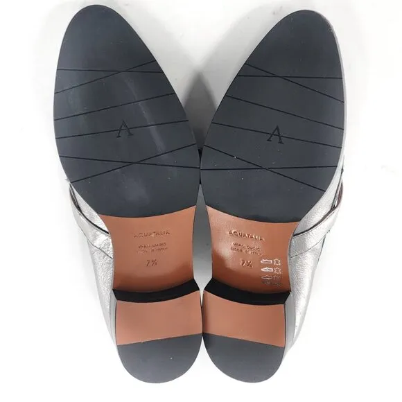 AQUATALIA NWOB Silver Leather Derby Loafers Oxford Shoes