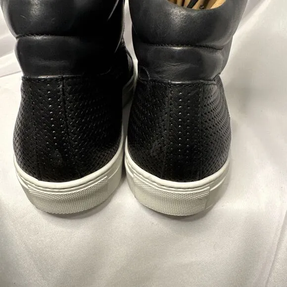 Aquatalia Weatherproof Leather High Sneaker Men's Black 11.5 Made in Italy #1084