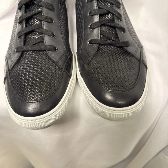 Aquatalia Weatherproof Leather High Sneaker Men's Black 11.5 Made in Italy #1084