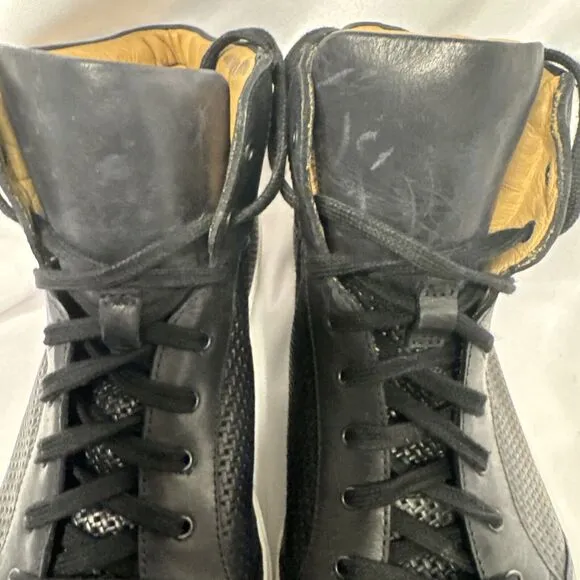 Aquatalia Weatherproof Leather High Sneaker Men's Black 11.5 Made in Italy #1084