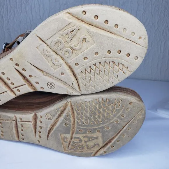 A.S. 98 Newbury Womens Size 39 9 US Beige Taupe Leather Platform Wedge Sandals