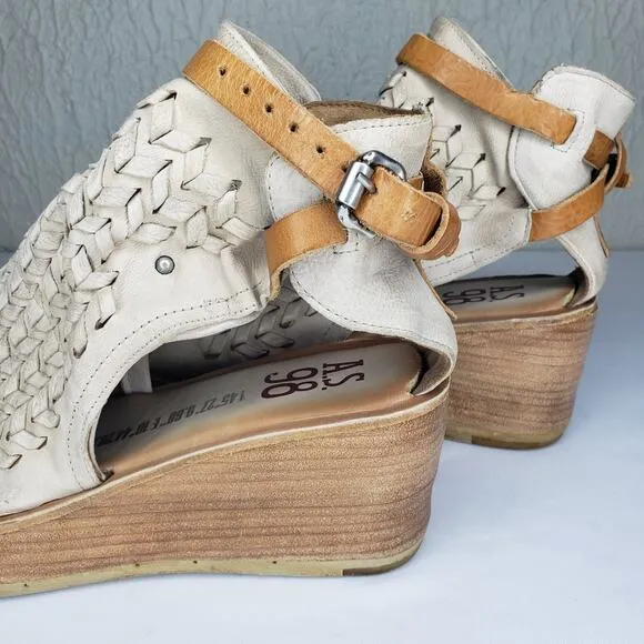 A.S. 98 Newbury Womens Size 39 9 US Beige Taupe Leather Platform Wedge Sandals