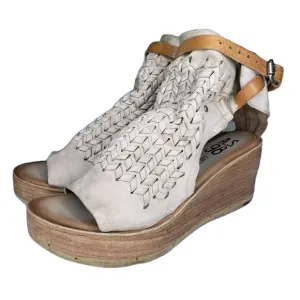 A.S. 98 Newbury Womens Size 39 9 US Beige Taupe Leather Platform Wedge Sandals