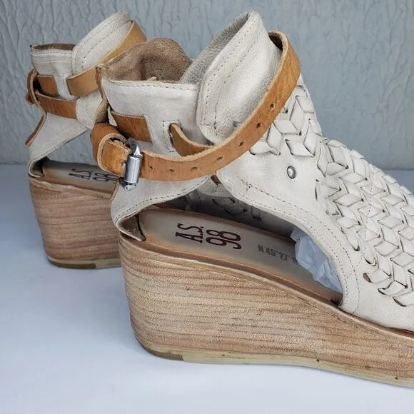 A.S. 98 Newbury Womens Size 39 9 US Beige Taupe Leather Platform Wedge Sandals
