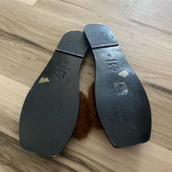 ATP Women's Brown Faux Fur Slide Sandals Size 37 Casual Flat