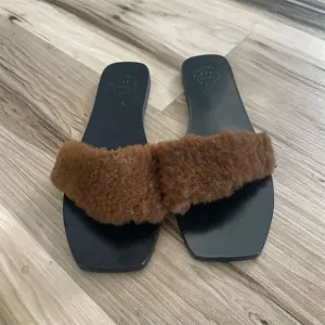 ATP Women's Brown Faux Fur Slide Sandals Size 37 Casual Flat