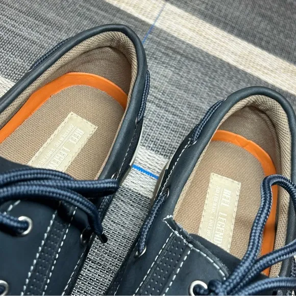 Authentic Reel Legends Men’s Boat Shoes Skipper Navy Blue Leather US Size 11M