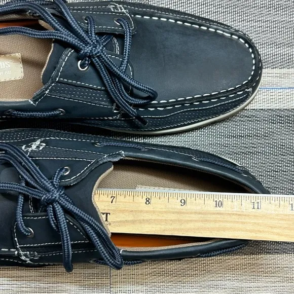 Authentic Reel Legends Men’s Boat Shoes Skipper Navy Blue Leather US Size 11M