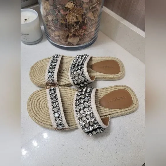 Authentic See by Chloe Rhinestone Espadrille Sandals Size 40