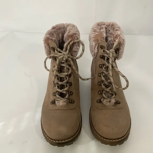 Avellini Women’s Sz 39 Fur Lined Winter Genuine Tan Suede Leather Brown Sole