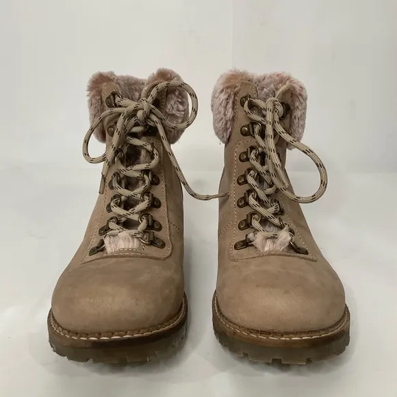 Avellini Women’s Sz 39 Fur Lined Winter Genuine Tan Suede Leather Brown Sole