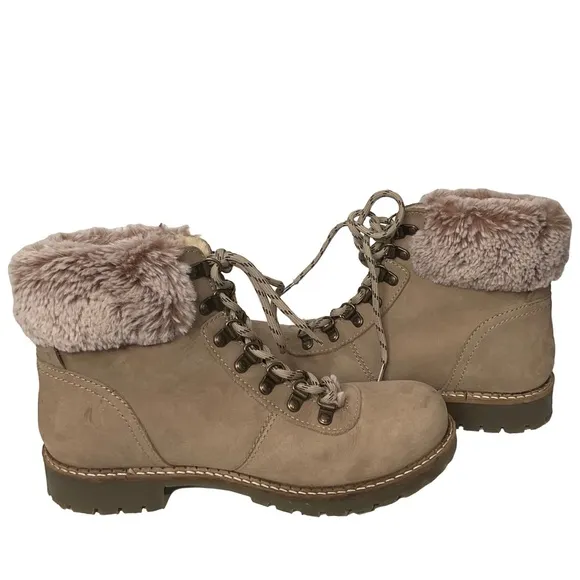 Avellini Women’s Sz 39 Fur Lined Winter Genuine Tan Suede Leather Brown Sole