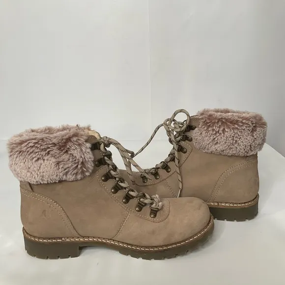 Avellini Women’s Sz 39 Fur Lined Winter Genuine Tan Suede Leather Brown Sole