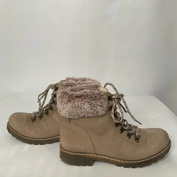 Avellini Women’s Sz 39 Fur Lined Winter Genuine Tan Suede Leather Brown Sole