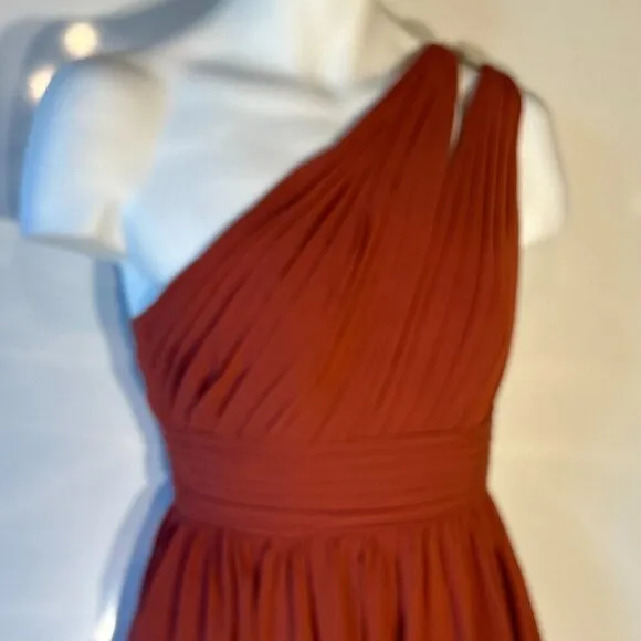Azazie SZ A2 Rust one shoulder grecian style Formal Bridesmaid Prom Mother MOB