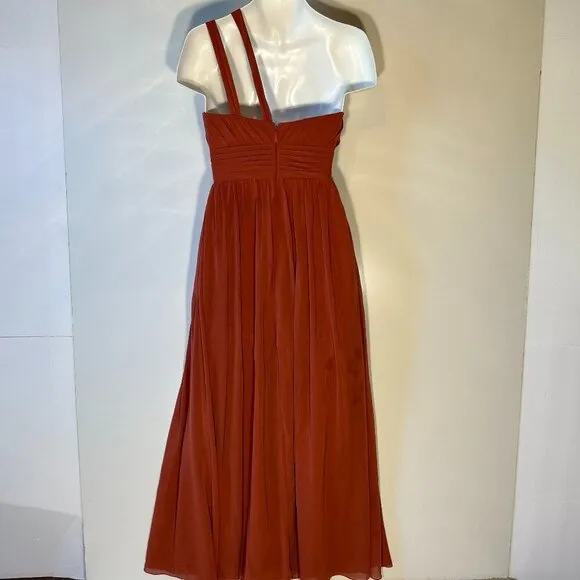 Azazie SZ A2 Rust one shoulder grecian style Formal Bridesmaid Prom Mother MOB