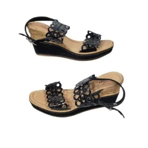 Azura Perforated Open Toe Strappy Wedge Sandals Size 39