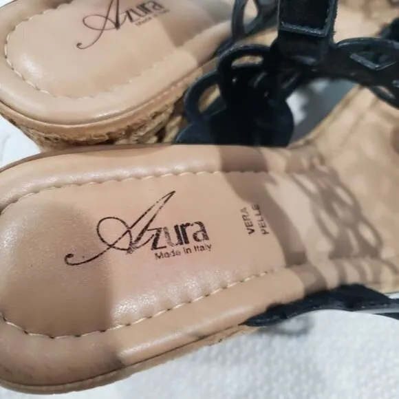 Azura Perforated Open Toe Strappy Wedge Sandals Size 39