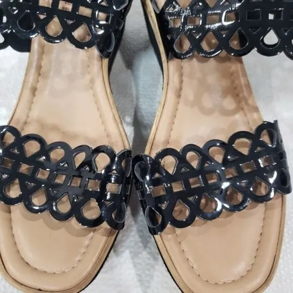 Azura Perforated Open Toe Strappy Wedge Sandals Size 39