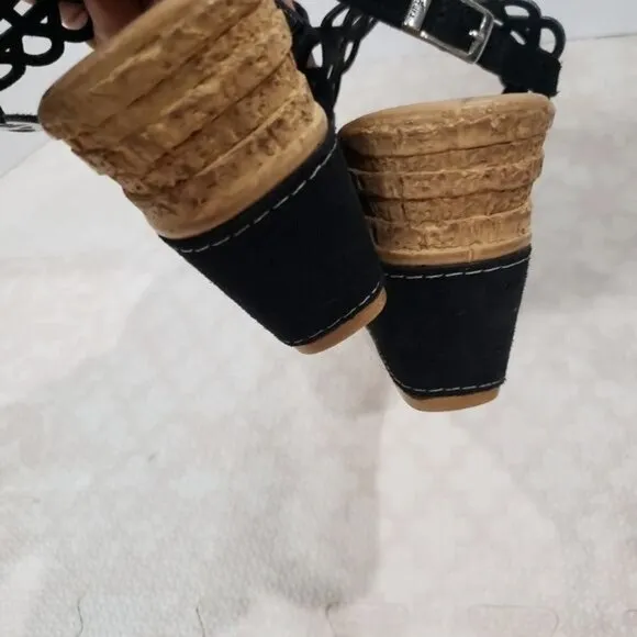 Azura Perforated Open Toe Strappy Wedge Sandals Size 39