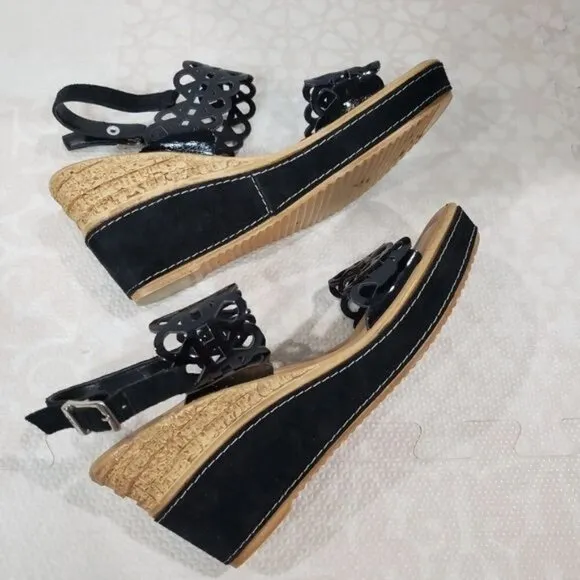 Azura Perforated Open Toe Strappy Wedge Sandals Size 39