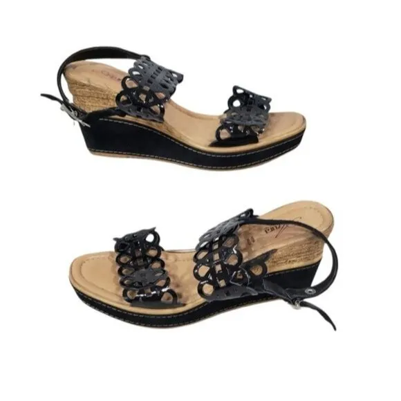 Azura Perforated Open Toe Strappy Wedge Sandals Size 39