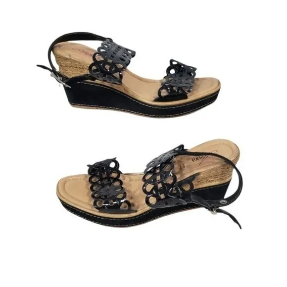 Azura Perforated Open Toe Strappy Wedge Sandals Size 39