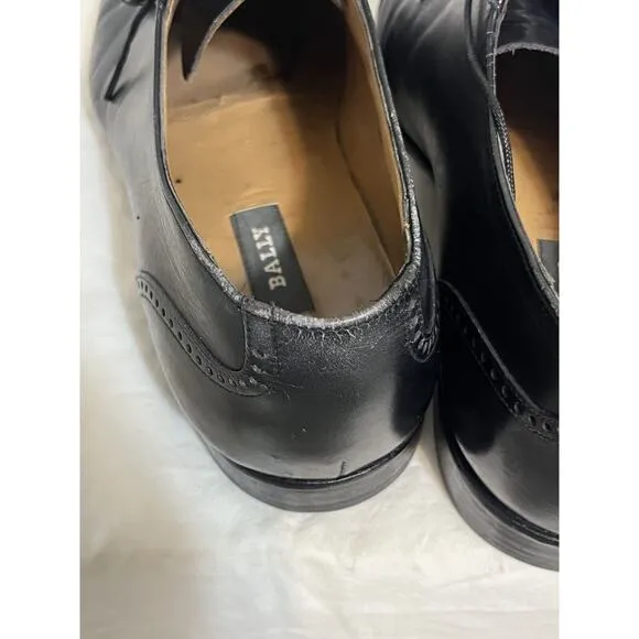 Bally Men's Ardente Cap Toe Oxford Dress Shoes Black Leather Size 9 EEE