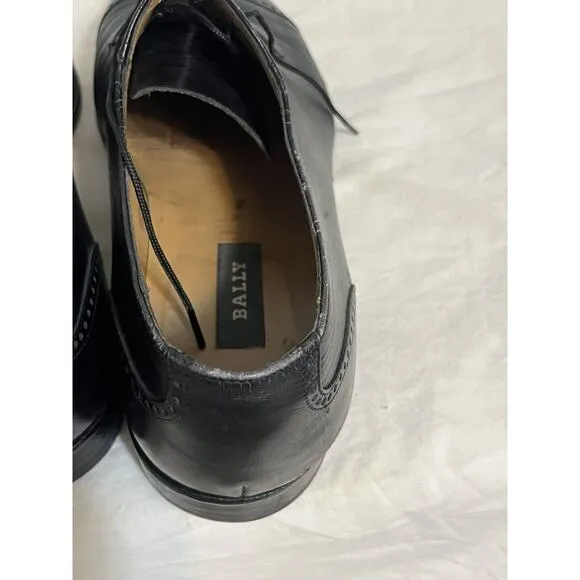 Bally Men's Ardente Cap Toe Oxford Dress Shoes Black Leather Size 9 EEE