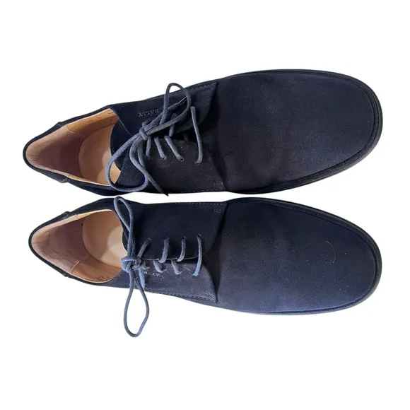 Bally NWOT Black Suede Derby Shoes Size 10 E Men's With Box &amp; Bags Made In Italy